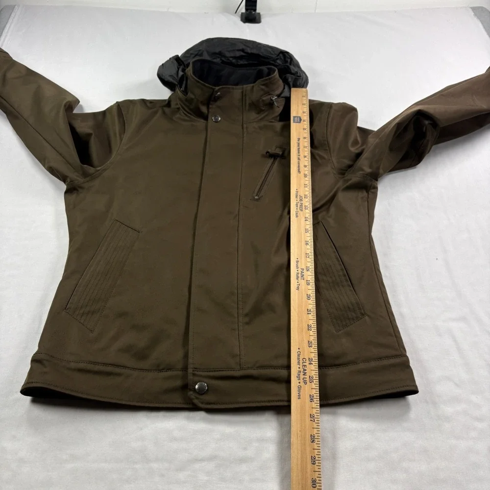 Banana Republic Jacket Mens Medium Olive Green Full Zip Moto Casual Hooded